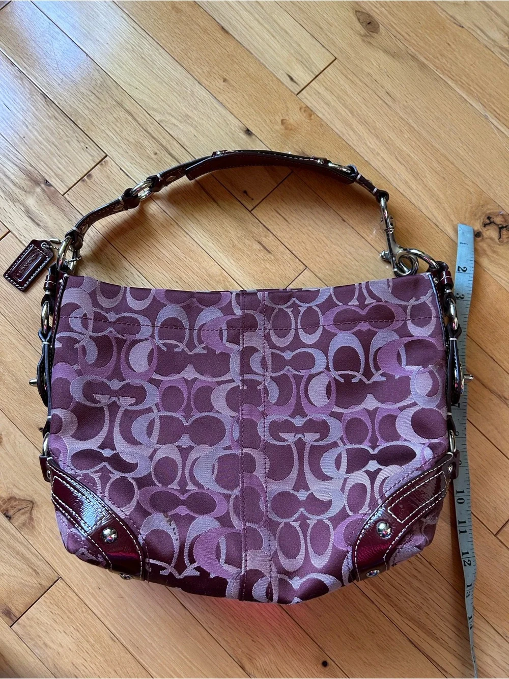 Coach Plum Logo Jacquard Shoulder Bag